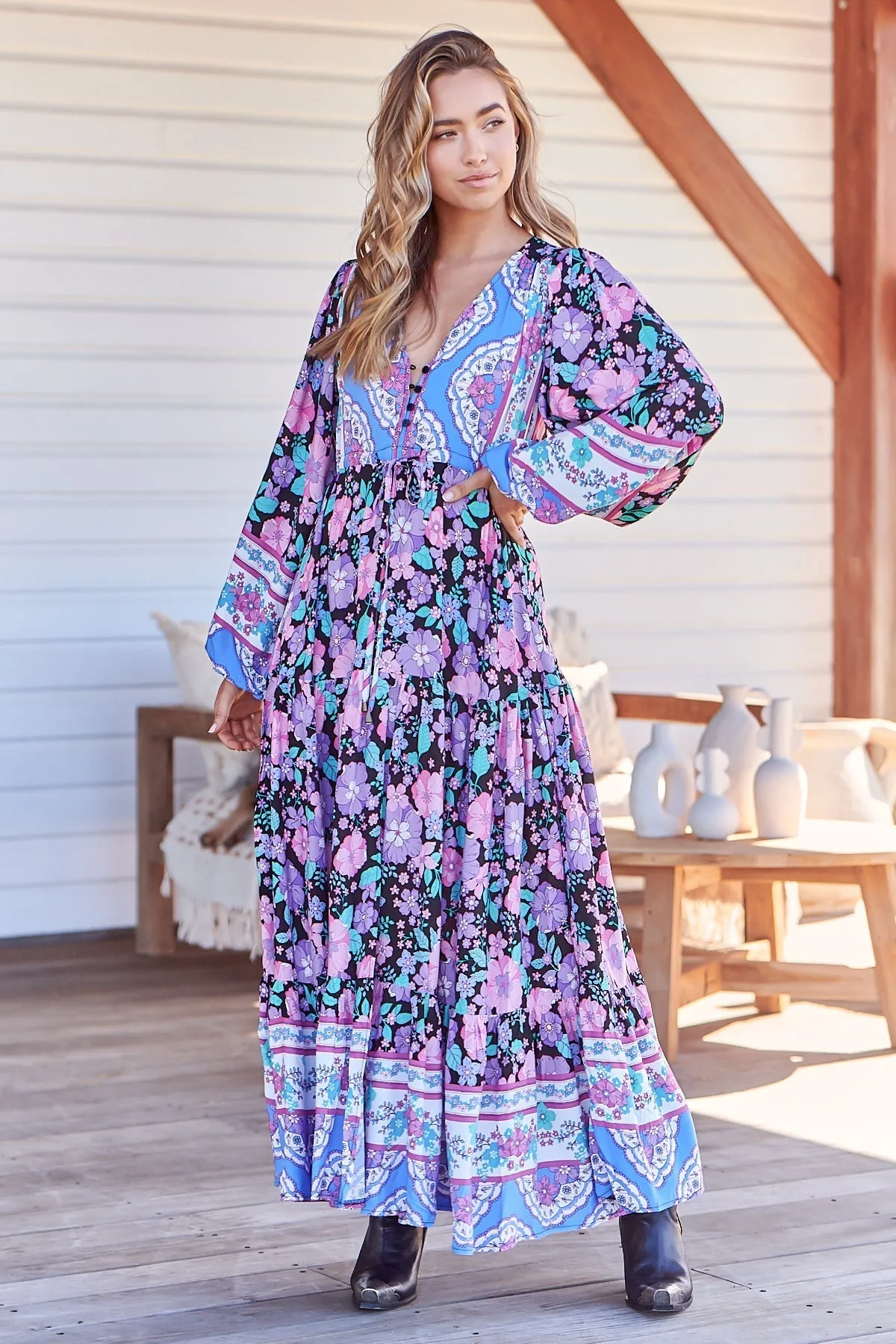 Teresa - Black Bird Maxi Dress sold by Salty Crush product image thumbnail 4