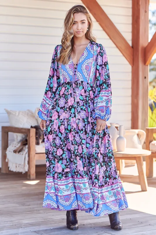 Teresa - Black Bird Maxi Dress made by Jaase