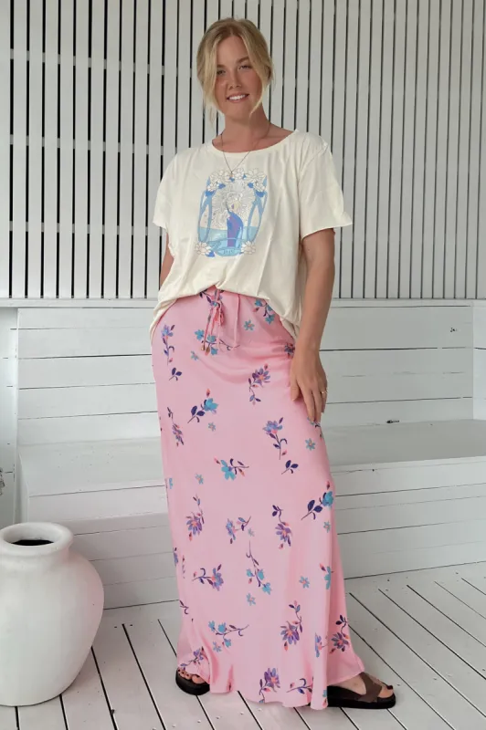 JAASE - Woods Maxi Skirt: High Waisted Slip Maxi Skirt in Wild Berry Print sold by Salty Crush