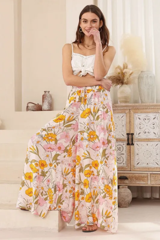 Charli Pants - Paper Bag High Waisted Wide Leg Pants in Cyrena Print sold by Salty Crush