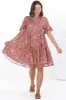 Abilia Mini Dress - Mandarin Collar Smock Dress in Cove Print Terracotta sold by Salty Crush
