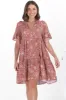 Abilia Mini Dress - Mandarin Collar Smock Dress in Cove Print Terracotta sold by Salty Crush