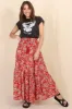 Hellen Maxi Skirt - High Waisted Skirt with Front Splits in Florentina Print Red sold by Salty Crush