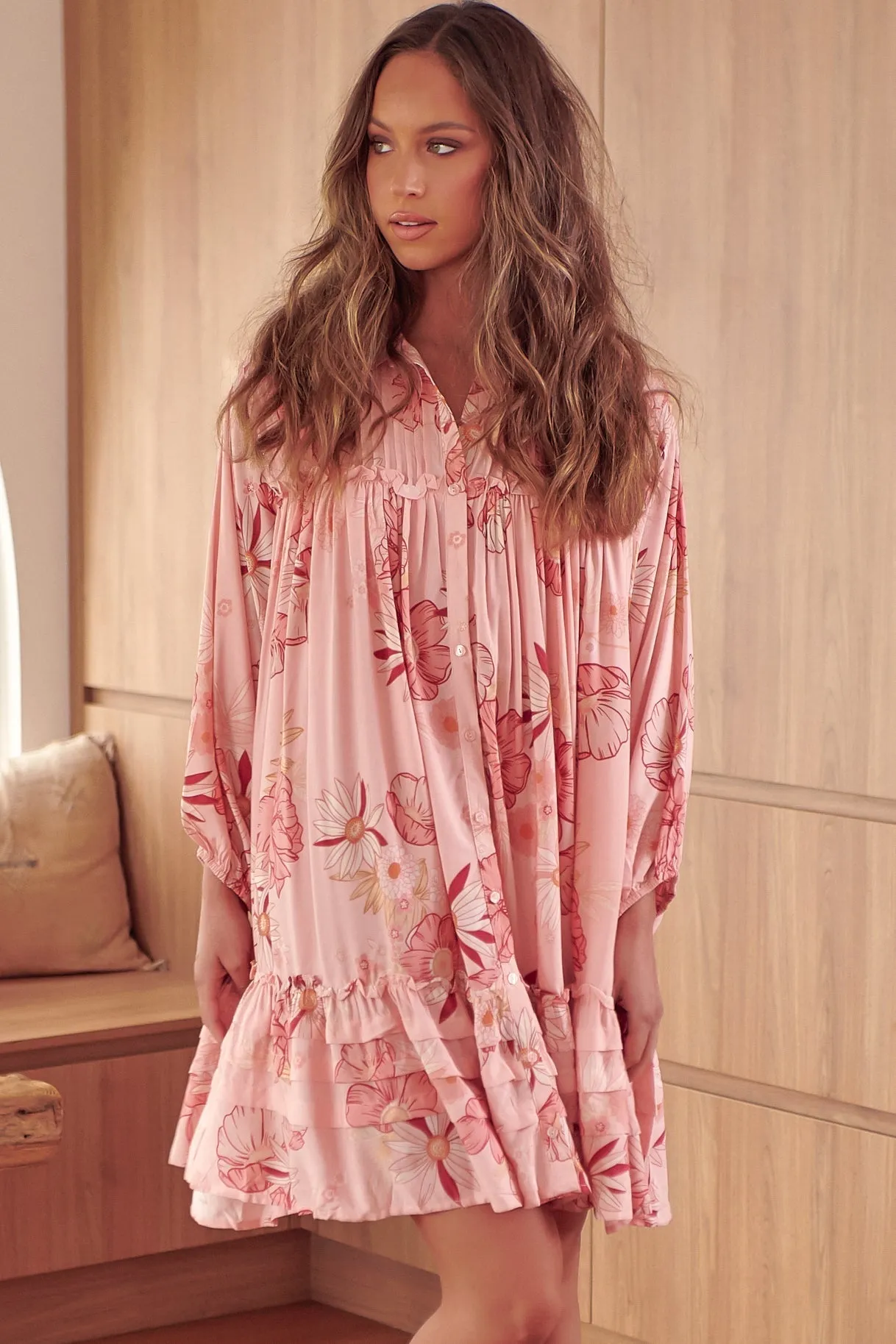 Aimee Mini Dress - Oversized Style with Folded Collar Dress in Beliss Print sold by Salty Crush product image thumbnail 5