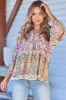 JAASE - Indira Top: Crew Neck Buttoned Bodice Smock Top in Sakura Print sold by Salty Crush