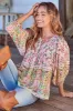JAASE - Indira Top: Crew Neck Buttoned Bodice Smock Top in Sakura Print sold by Salty Crush