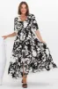 Rachel Maxi Dress - V-Neck 3/4 Sleeve Pull Tie Waist Tiered Dress in Kacia Print Black sold by Salty Crush