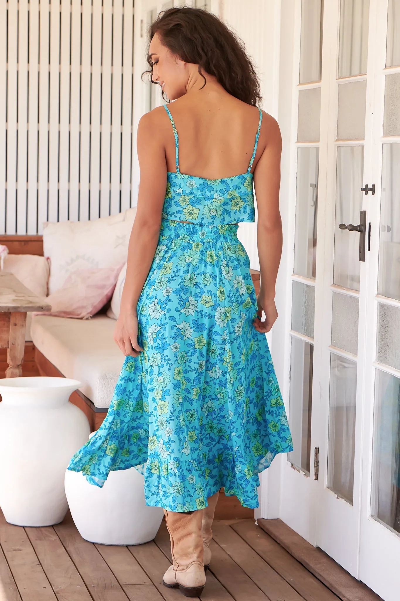 JAASE - Jordyn Top: Adjustable Strap Layered Crop in Sea Crystal Print sold by Salty Crush product image thumbnail 4