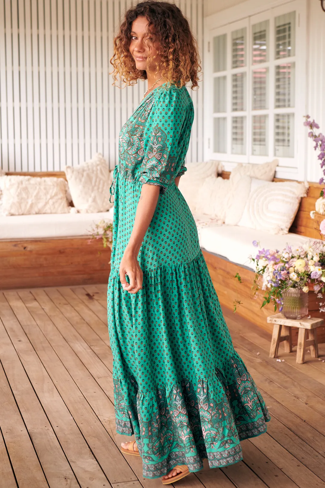 JAASE - Tessa Maxi Dress: A Line Pull Tie Waist Dress In Akira Print sold by Salty Crush product image thumbnail 5