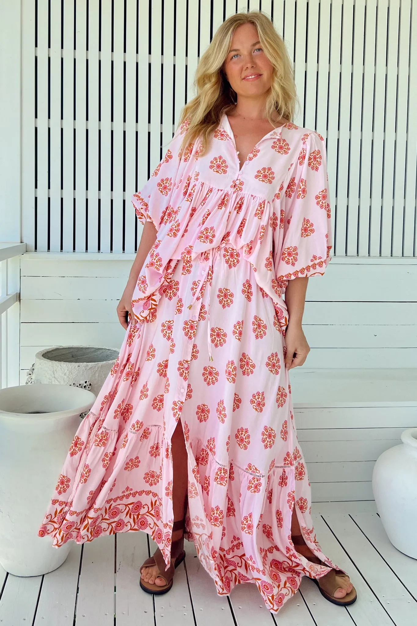 JAASE - Daphne Maxi Skirt: Tiered High Waisted Maxi Skirt in Desert Wildflowers Print sold by Salty Crush product image thumbnail 2