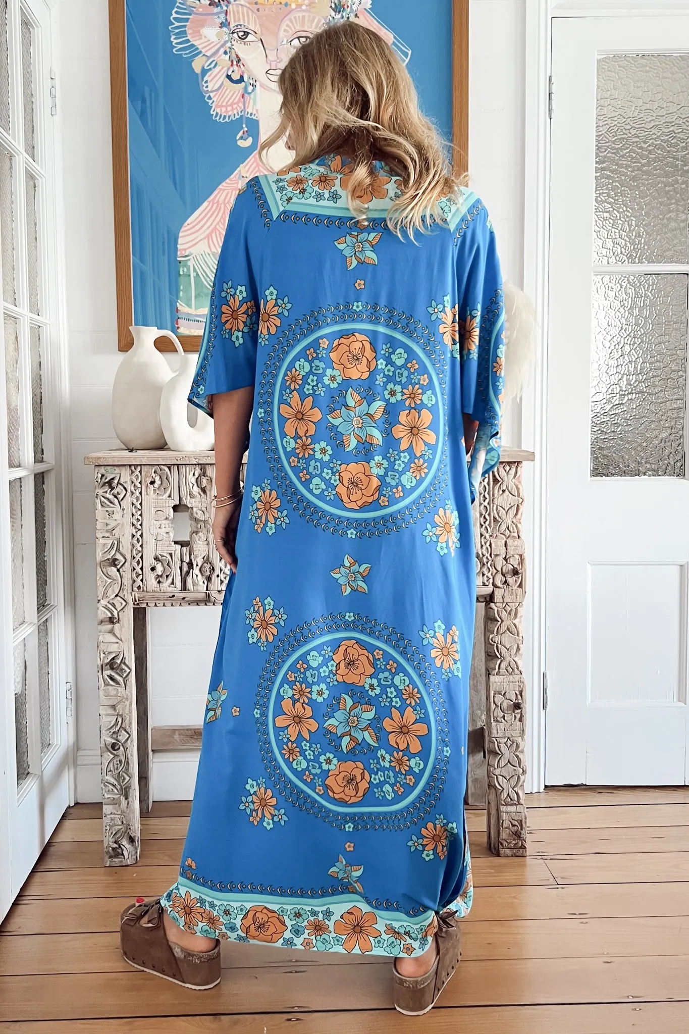JAASE - Bree Maxi Dress: Handkerchief Sleeve Shift Dress in Riviera Print sold by Salty Crush product image thumbnail 4