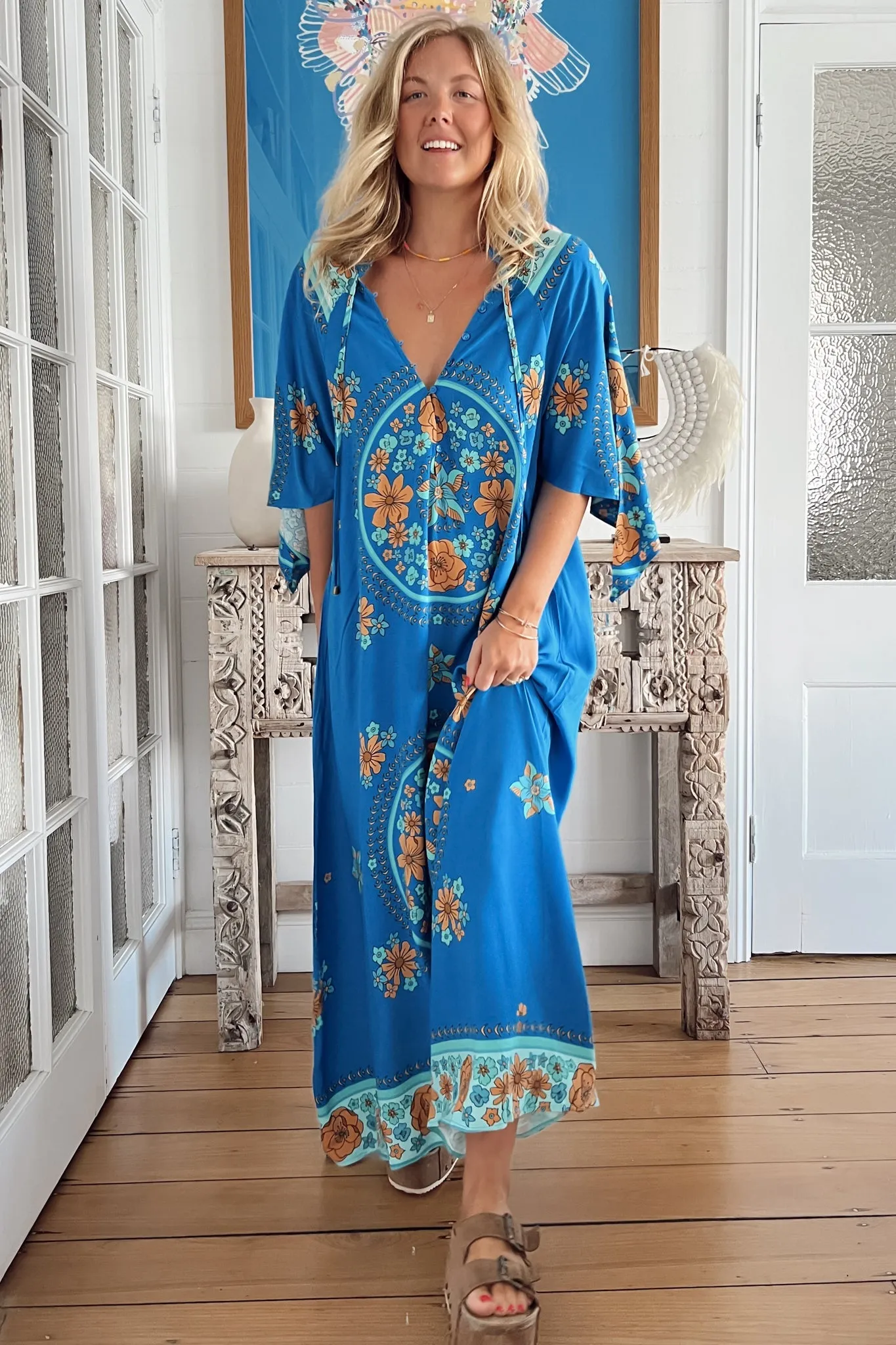 JAASE - Bree Maxi Dress: Handkerchief Sleeve Shift Dress in Riviera Print sold by Salty Crush product image thumbnail 2