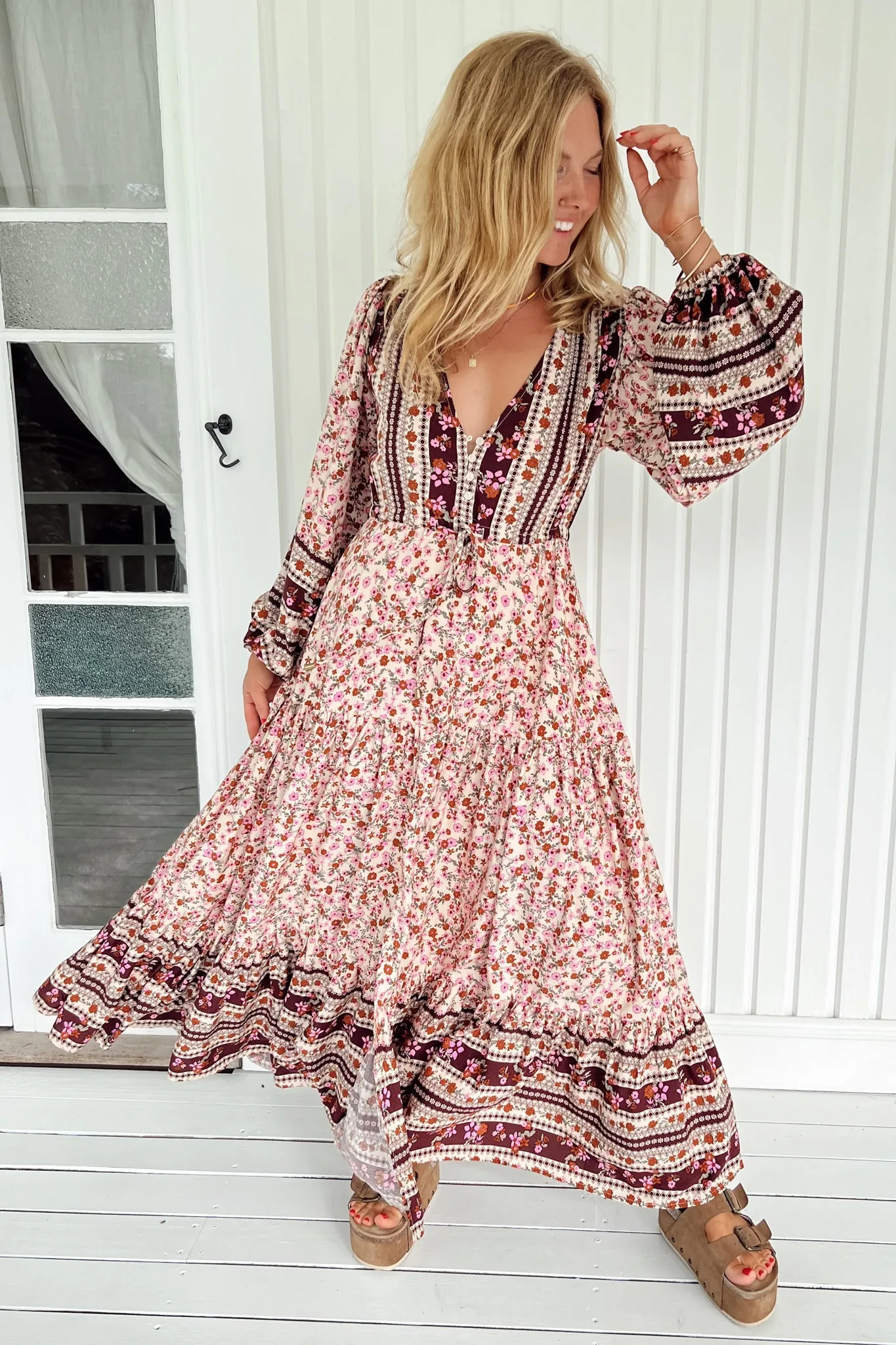 JAASE - Teresa Maxi Dress: A Line Dress with Long Balloon Sleeves in Madelene Print sold by Salty Crush product image thumbnail 2
