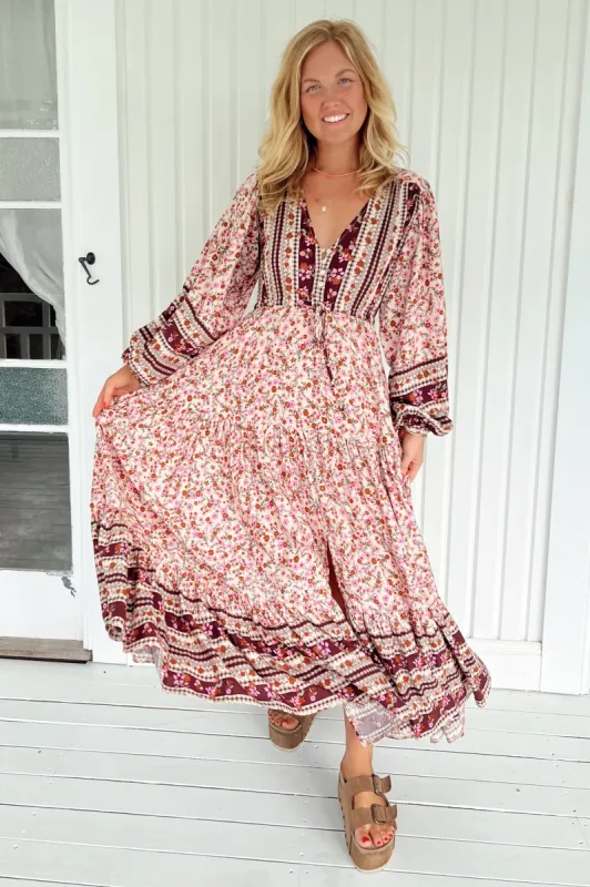 JAASE - Teresa Maxi Dress: A Line Dress with Long Balloon Sleeves in Madelene Print sold by Salty Crush