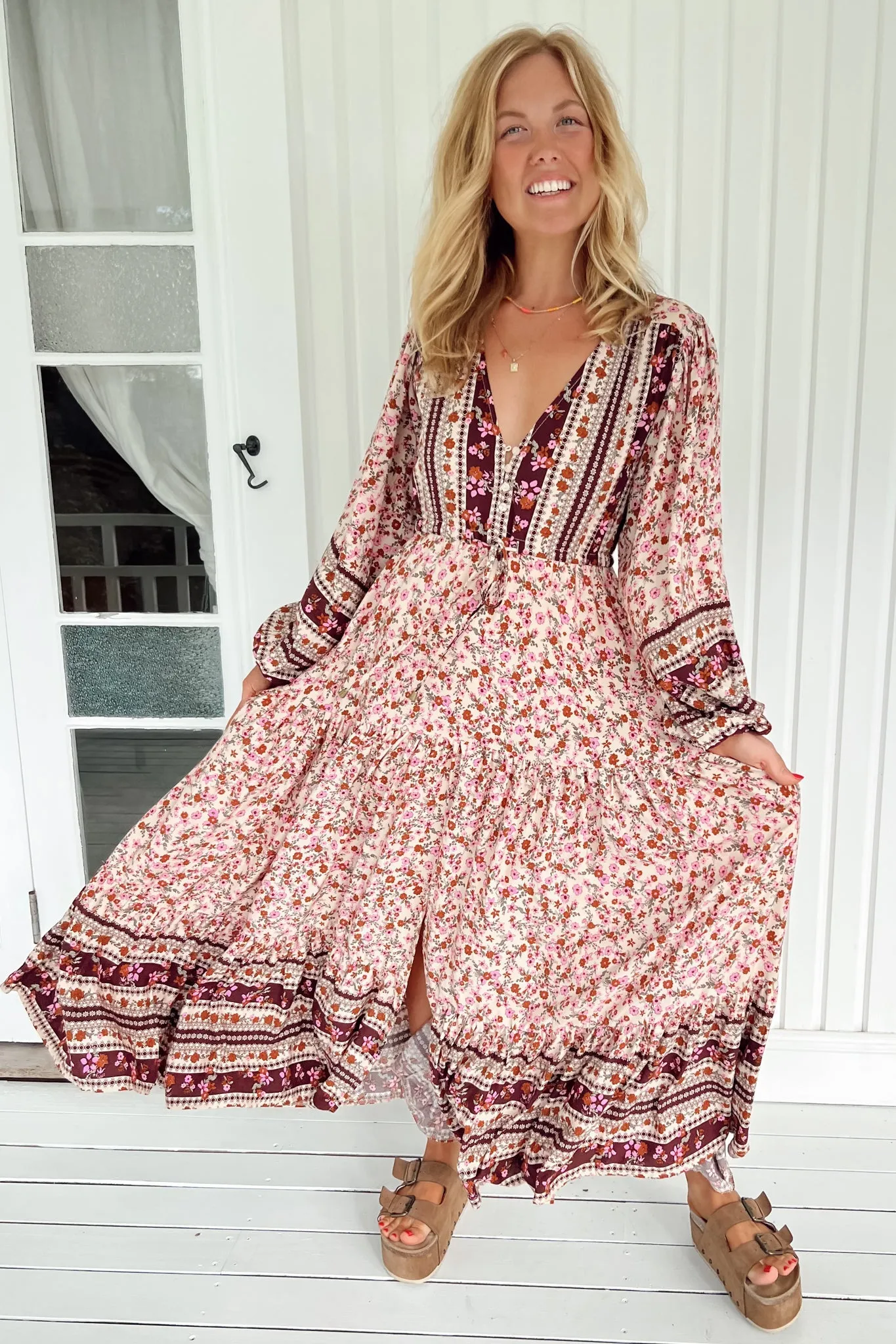 JAASE - Teresa Maxi Dress: A Line Dress with Long Balloon Sleeves in Madelene Print sold by Salty Crush product image thumbnail 5