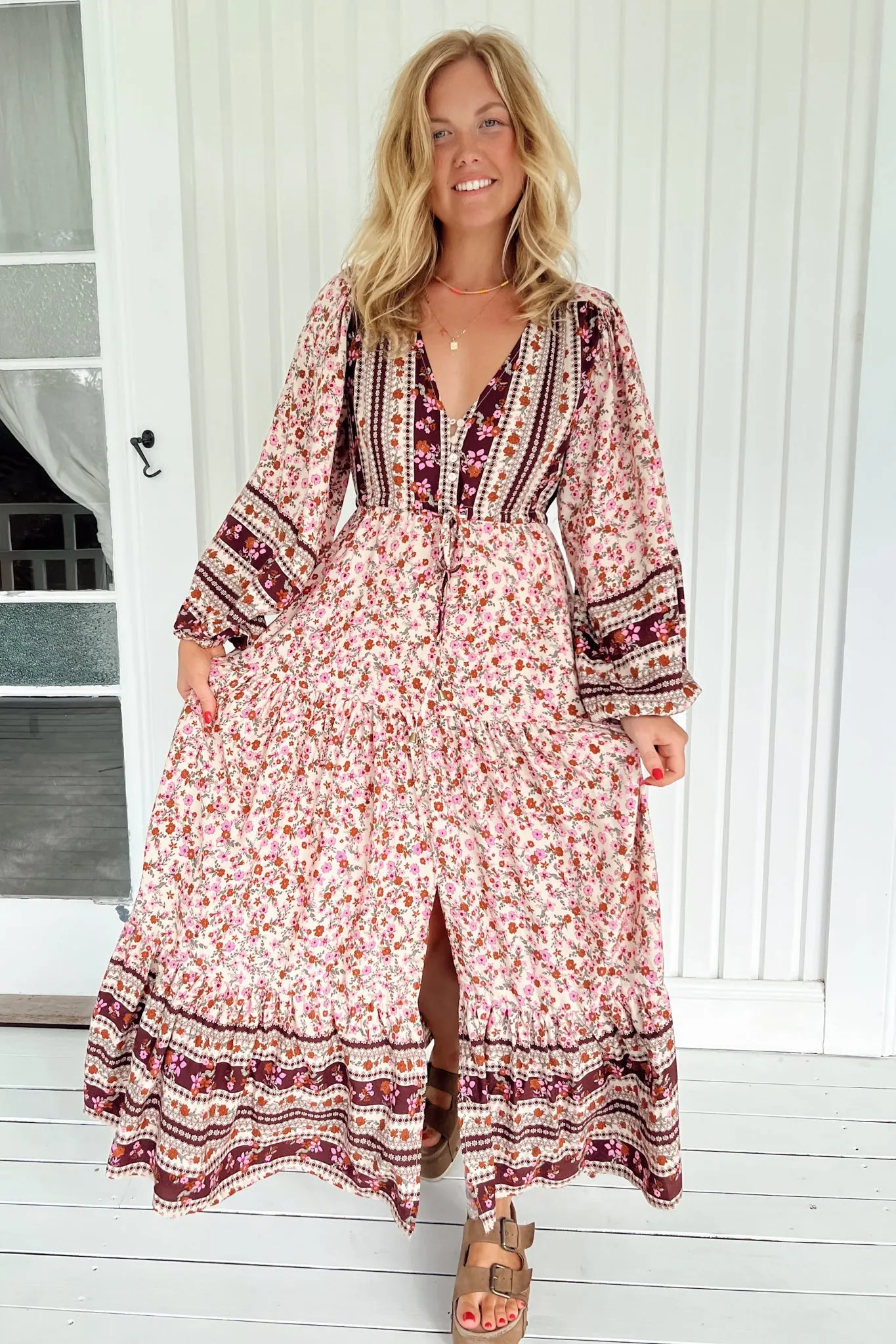 JAASE - Teresa Maxi Dress: A Line Dress with Long Balloon Sleeves in Madelene Print sold by Salty Crush product image thumbnail 3