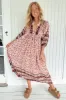 JAASE - Boheme Midi Dress: Piping Defined Bust Slimline Smock Dress in Madelene Print sold by Salty Crush