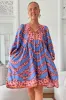 Adela Mini Dress - Oversized Smock Dress with Batwing Sleeves in Little Flowers Print sold by Salty Crush