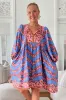 Adela Mini Dress - Oversized Smock Dress with Batwing Sleeves in Little Flowers Print sold by Salty Crush