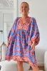 Adela Mini Dress - Oversized Smock Dress with Batwing Sleeves in Little Flowers Print sold by Salty Crush