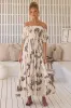 JAASE - Claudette Maxi Dress: On or Off Shoulder Elasticated Bodice Short Balloon Sleeve Dress in Serene Print sold by Salty Crush