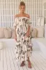 JAASE - Claudette Maxi Dress: On or Off Shoulder Elasticated Bodice Short Balloon Sleeve Dress in Serene Print sold by Salty Crush