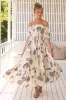 JAASE - Claudette Maxi Dress: On or Off Shoulder Elasticated Bodice Short Balloon Sleeve Dress in Serene Print sold by Salty Crush
