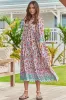 JAASE - Briana Midi Dress: Frill Collar Oversized Buttoned Dress with Waist Tie and Frill Splicing in Field Day Print sold by Salty Crush