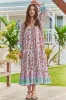 JAASE - Briana Midi Dress: Frill Collar Oversized Buttoned Dress with Waist Tie and Frill Splicing in Field Day Print sold by Salty Crush