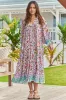 JAASE - Briana Midi Dress: Frill Collar Oversized Buttoned Dress with Waist Tie and Frill Splicing in Field Day Print sold by Salty Crush