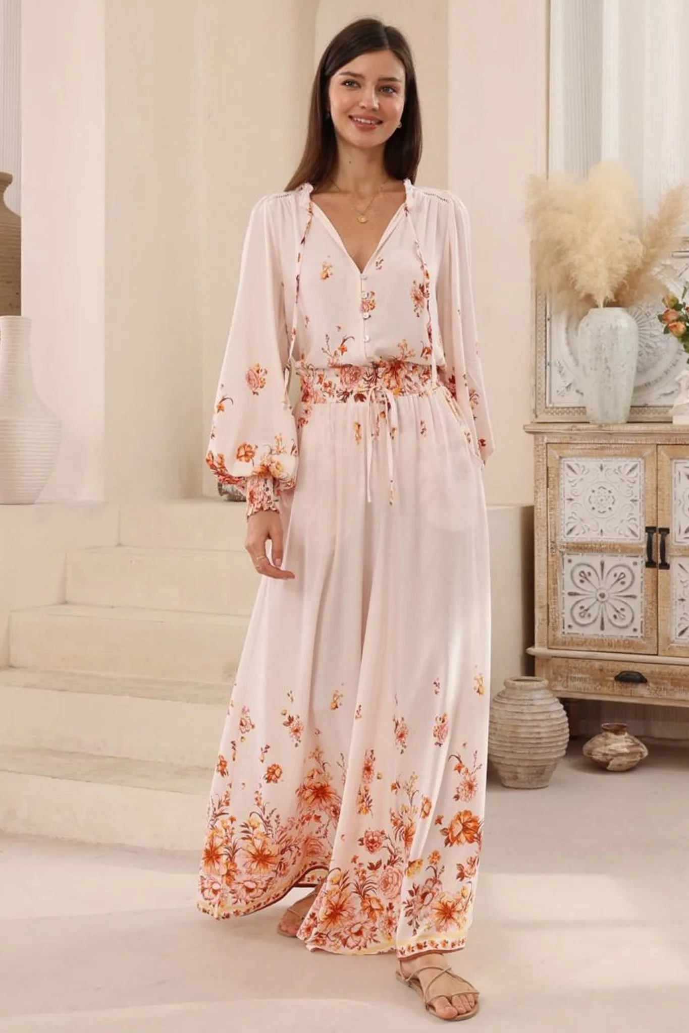 Violet Blouse - Frill Collar Button Down Balloon Sleeve Shirt In Harlie Print sold by Salty Crush product image thumbnail 4