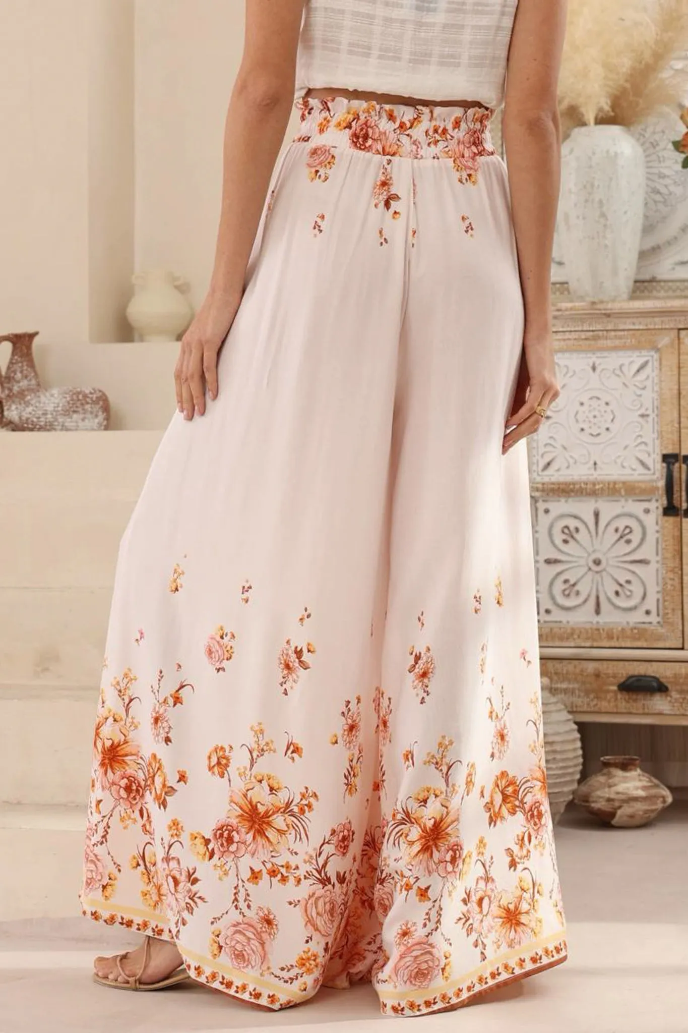 Charli Pants - Paper Bag High Waisted Wide Leg Pants in Harlie Print sold by Salty Crush product image thumbnail 5