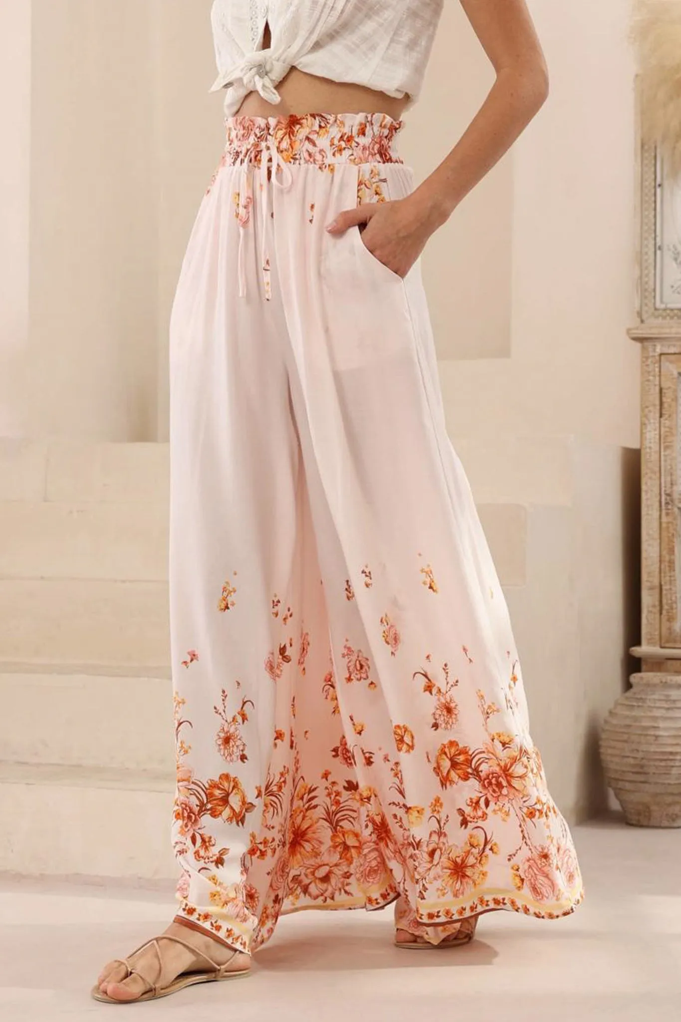 Charli Pants - Paper Bag High Waisted Wide Leg Pants in Harlie Print sold by Salty Crush product image thumbnail 4