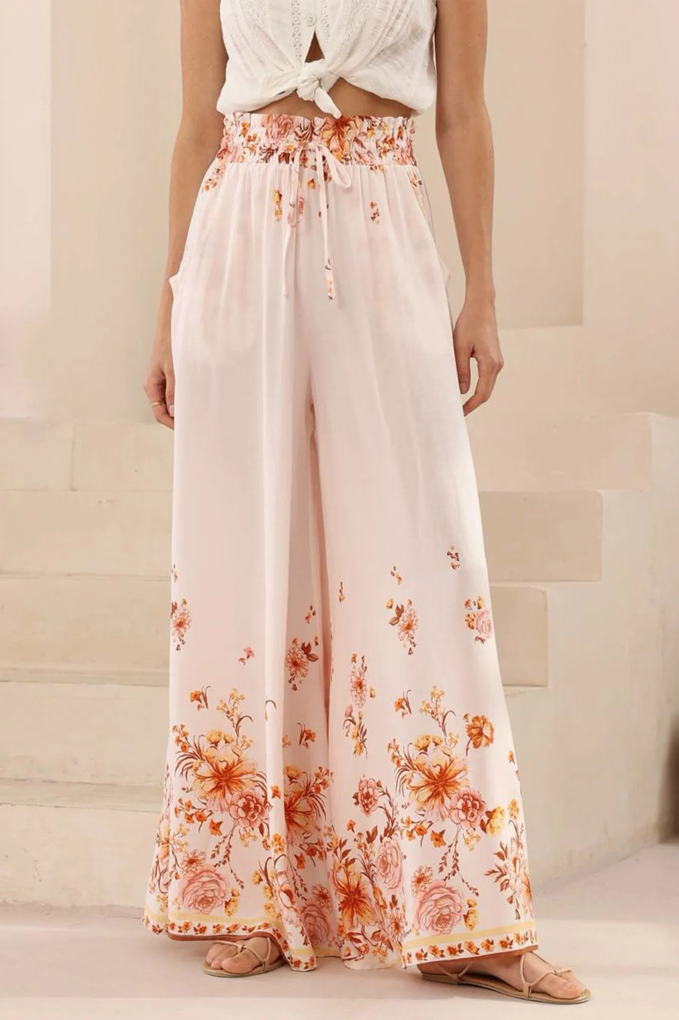 Charli Pants - Paper Bag High Waisted Wide Leg Pants in Harlie Print sold by Salty Crush product image thumbnail 2