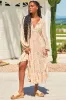 Liliana Midi Dress - V Neckline with Long Sleeves with Elastic Cuffs Dress in Tigerlily Print sold by Salty Crush