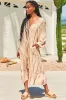 Liliana Midi Dress - V Neckline with Long Sleeves with Elastic Cuffs Dress in Tigerlily Print sold by Salty Crush