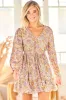 Day Mini Dress - V Neckline with Buttoned Bodice Dress in Amity Print sold by Salty Crush