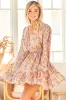 Day Mini Dress - V Neckline with Buttoned Bodice Dress in Amity Print sold by Salty Crush