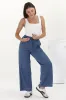Zeke Jeans - Elasticated Waist Wide Leg Jeans in Medium Wash Denim sold by Salty Crush