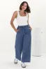 Zeke Jeans - Elasticated Waist Wide Leg Jeans in Medium Wash Denim sold by Salty Crush