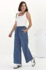 Zeke Jeans - Elasticated Waist Wide Leg Jeans in Medium Wash Denim sold by Salty Crush
