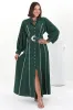 Darcy Maxi Dress - Contrast Detailing Button Down Dress with Belt in Khaki sold by Salty Crush