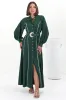Darcy Maxi Dress - Contrast Detailing Button Down Dress with Belt in Khaki sold by Salty Crush