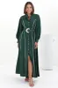 Darcy Maxi Dress - Contrast Detailing Button Down Dress with Belt in Khaki sold by Salty Crush