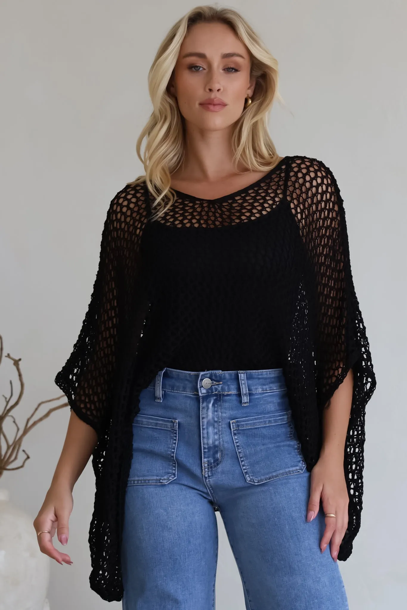 Kiran Knit Top - Open Knit Slouch Top in Black sold by Salty Crush product image thumbnail 5