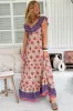 Ema Maxi Dress - Frill Neckline A-Line Maxi Dress in Bohemia Print sold by Salty Crush