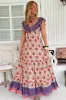 Ema Maxi Dress - Frill Neckline A-Line Maxi Dress in Bohemia Print sold by Salty Crush