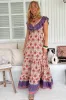 Ema Maxi Dress - Frill Neckline A-Line Maxi Dress in Bohemia Print sold by Salty Crush