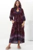 Boheme Midi Dress - Piping Defined Bust Slimline Smock Dress In Sadie Print sold by Salty Crush