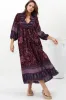 Boheme Midi Dress - Piping Defined Bust Slimline Smock Dress In Sadie Print sold by Salty Crush
